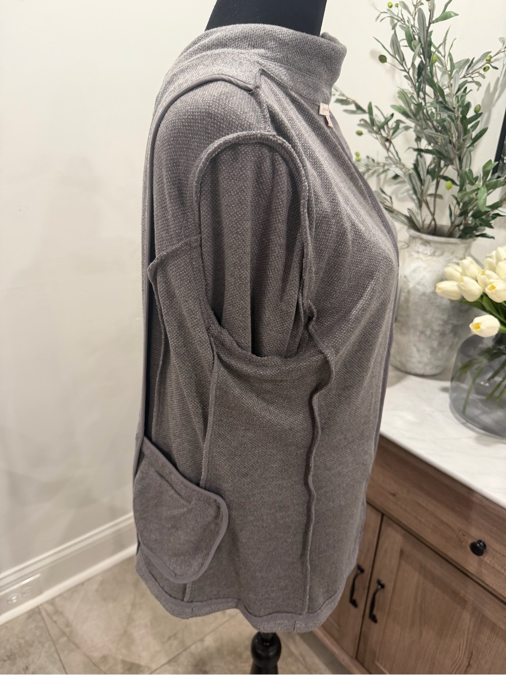 Skies Are Blue Gray Asa Knit Blazer Size M - Picture 12 of 13